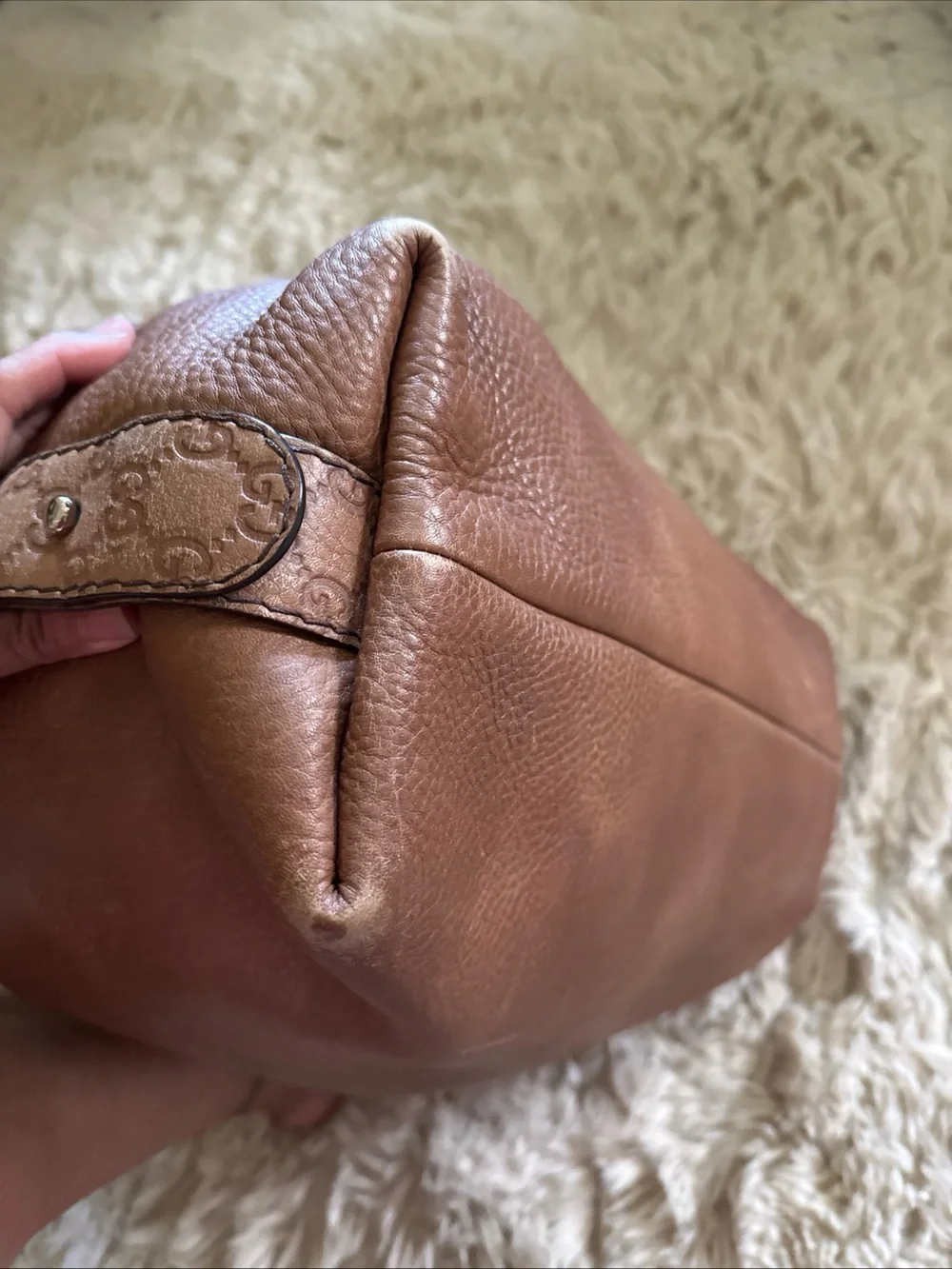 Gucci Cognac Brown Leather Shoulder Bag with Braided Strap - Picture 10 of 16
